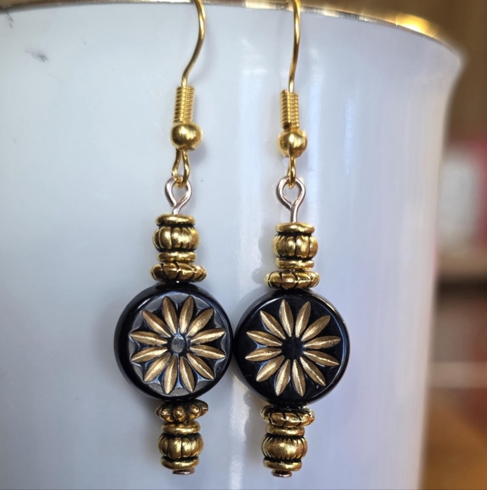 Czech Glad Bead Dangle Drop 2" Earrings